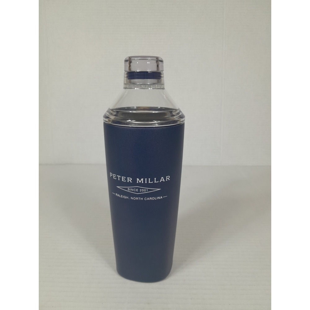 Peter Millar Cocktail Martini Blue Stainless Steel Interior Shaker Bar Bottle
